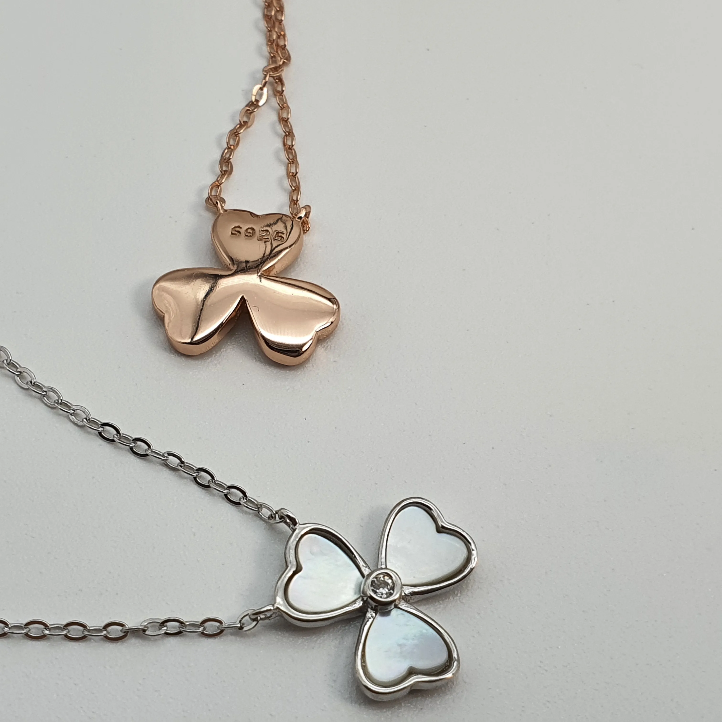 Mother of Pearl 3 Leaf Clover Necklace, Sterling Silver