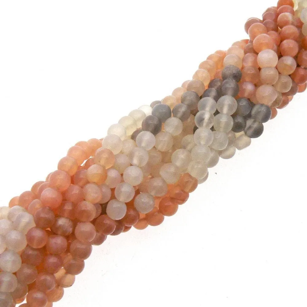 Multi Moonstone 4mm Round Beads 15" Strand