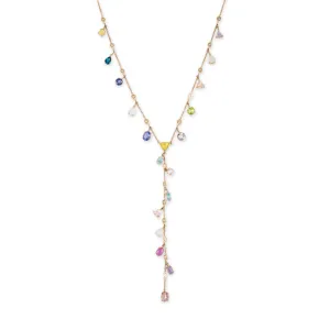 MULTI SHAPE GEMSTONE   DIAMOND SHAKER Y NECKLACE