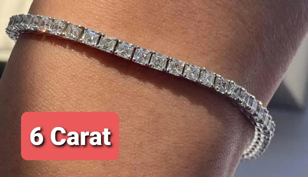 Natural Diamond Tennis Bracelet - Asscher Cut Diamonds