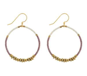 ***NEW*** <br> Colorblocked Brass Hoops <br> Mulberry