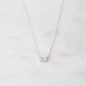 Octagon Aquamarine Necklace - Sterling Silver