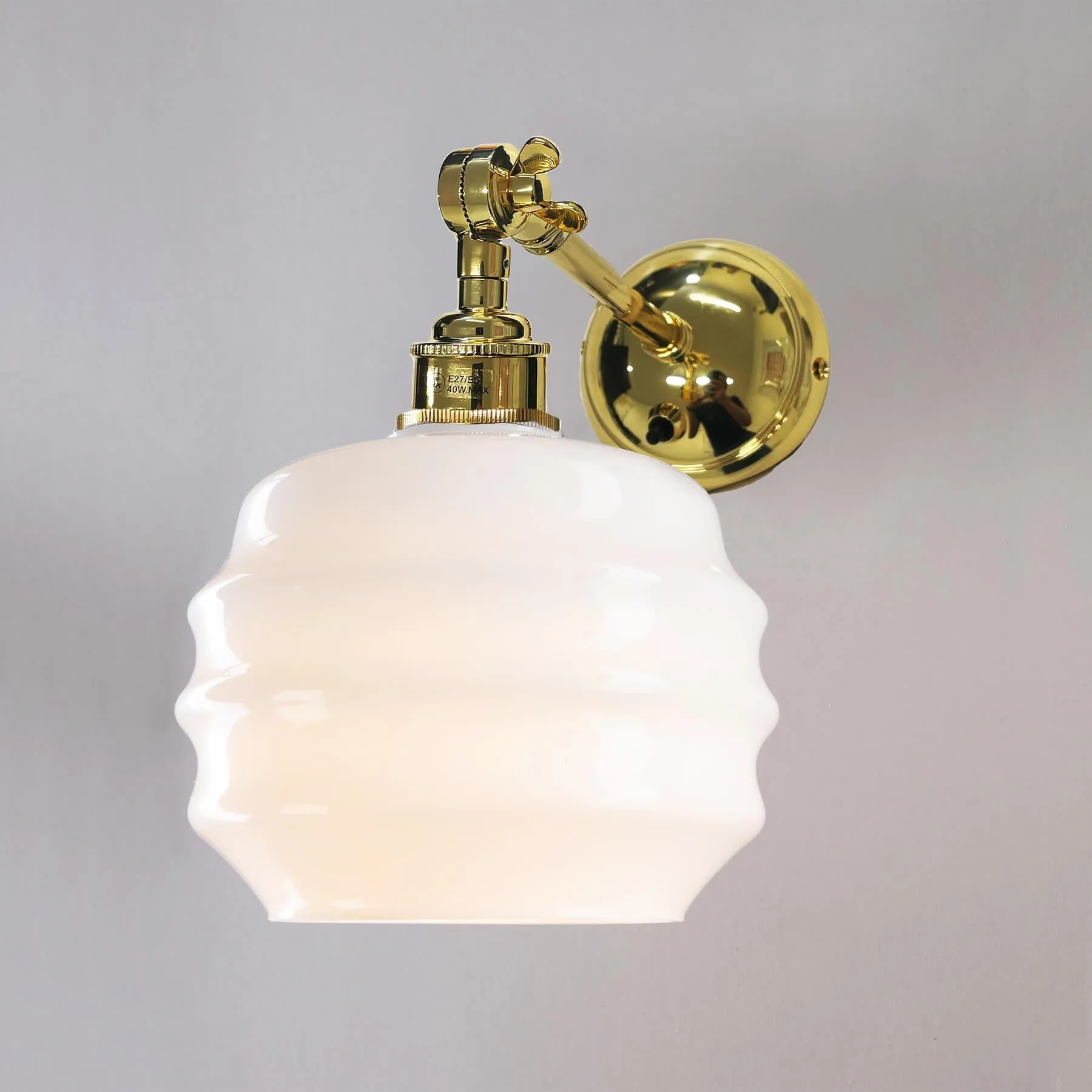 Old School Electric Deco opal wall light - adjustable arm