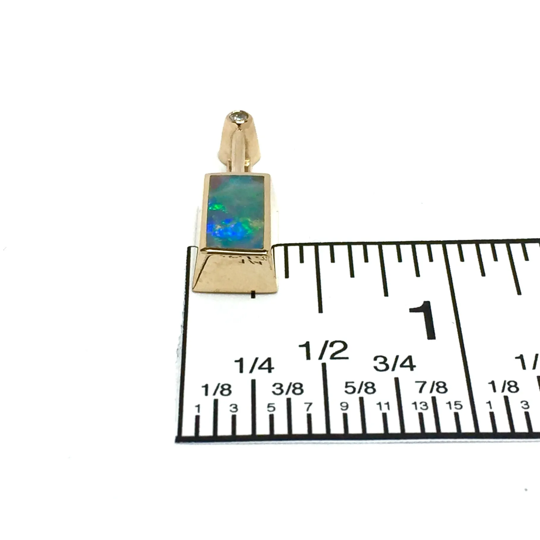 Opal Pendant Rectangle Inlaid Design with .04ctw Round Diamond