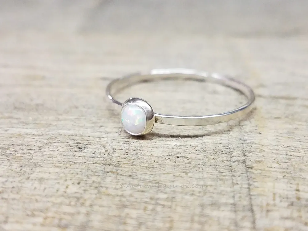 Opal Ring Sterling Silver Stacking Ring