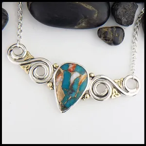 Oyster Turquoise Bar Pendant