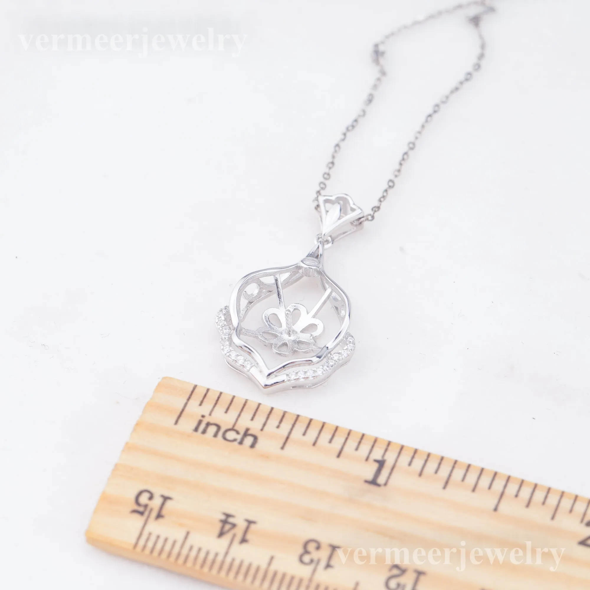 P011055 DIY 6-8mm Natural Freshwater pearl pendant accessory 925 sterling silver engagement jewelry necklace for women