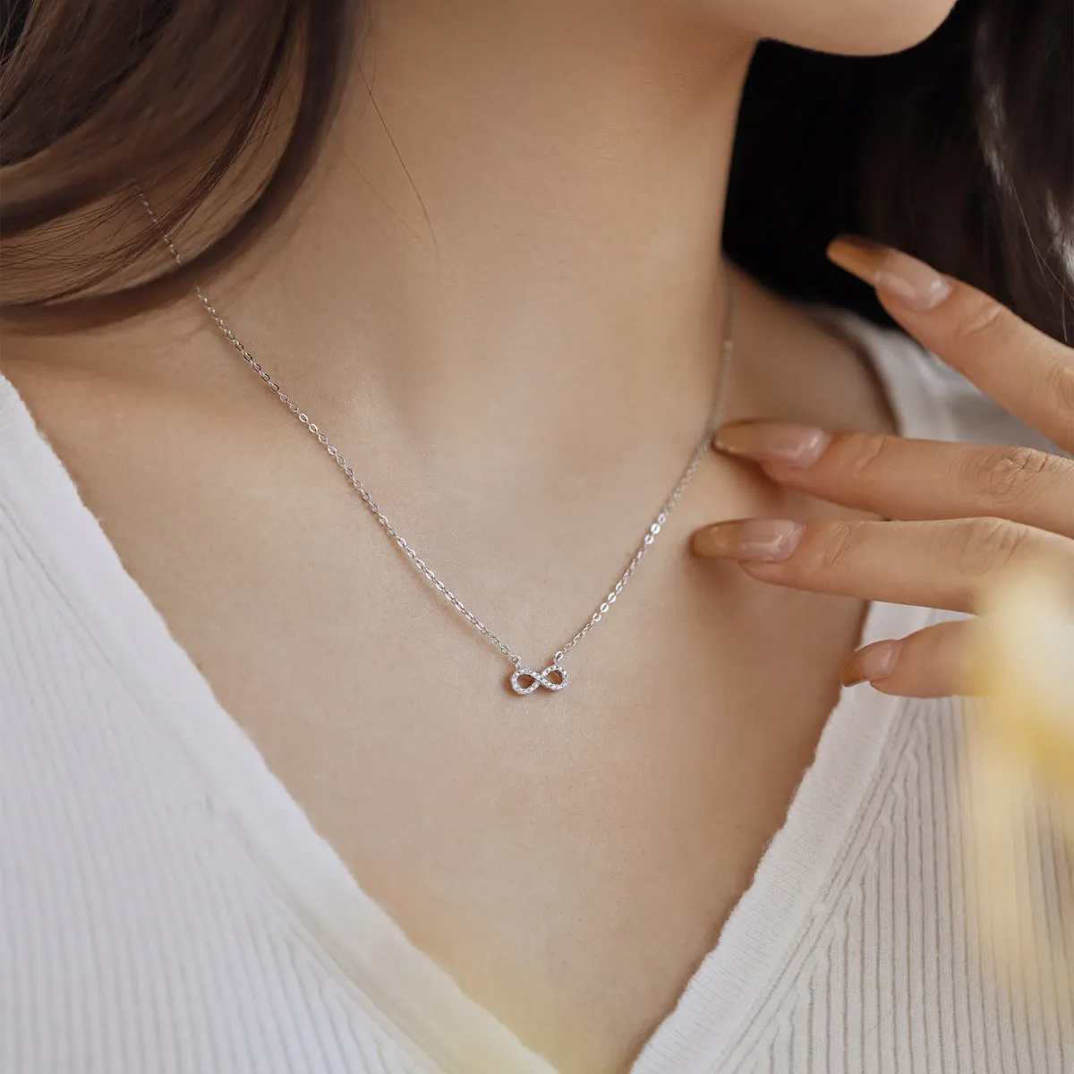 Pave Cubic Zirconia Tiny Infinity Necklace