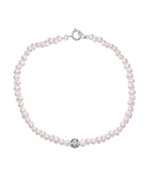 Pearl & Diamond Bracelet - 14K White Gold