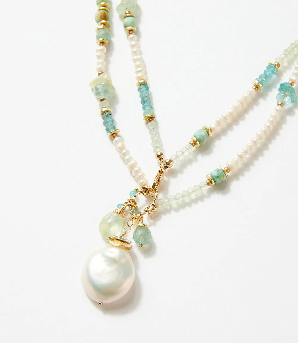 Pearl And Gemstone Cluster Necklace