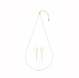 Pearl Line Necklace and Earrings Set