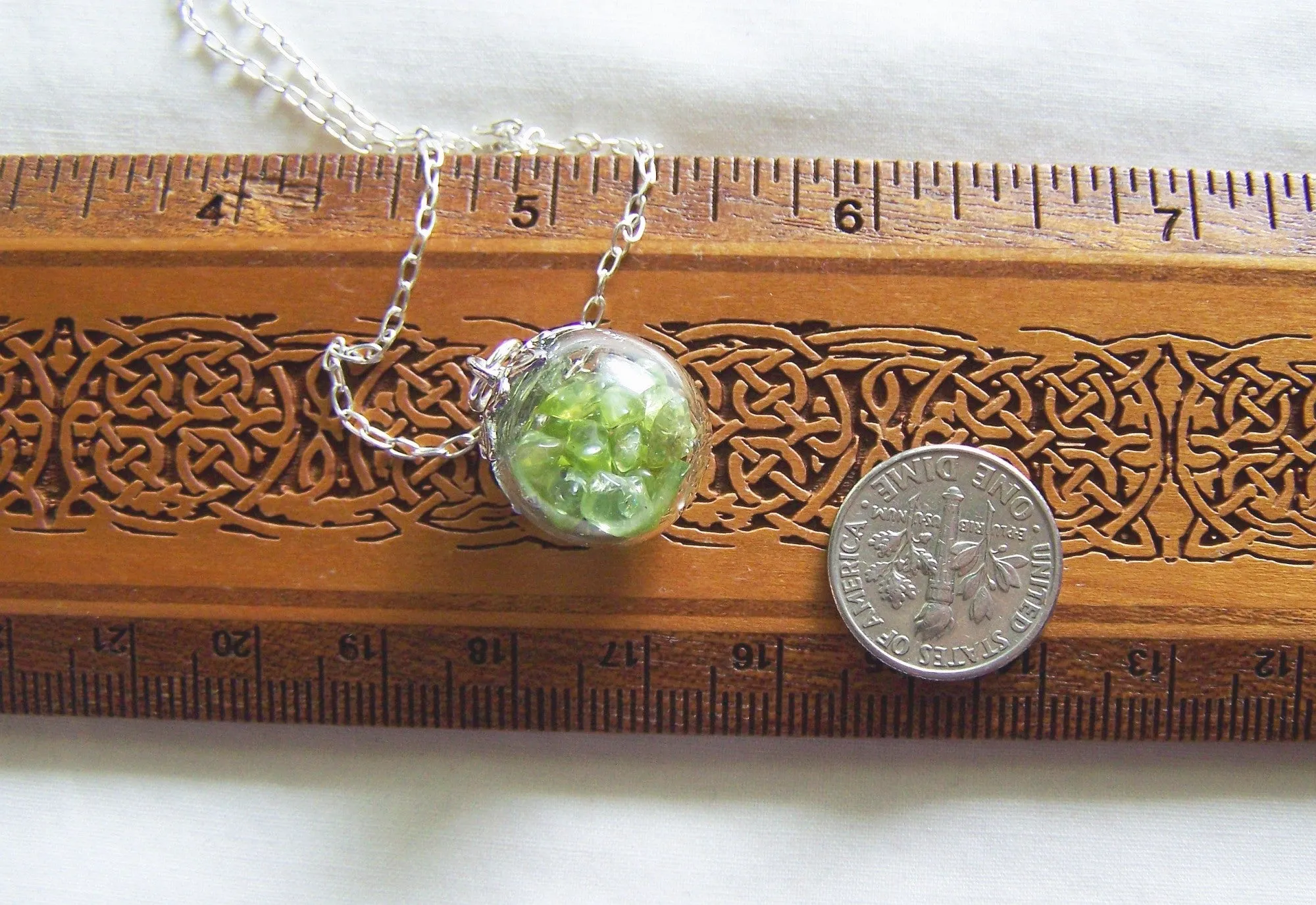 Peridot Gemstones Natural Crystal Ball Pendant Necklace