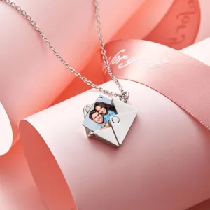 Personalized Stainless Steel Custom Photo Envelope Locket Necklace