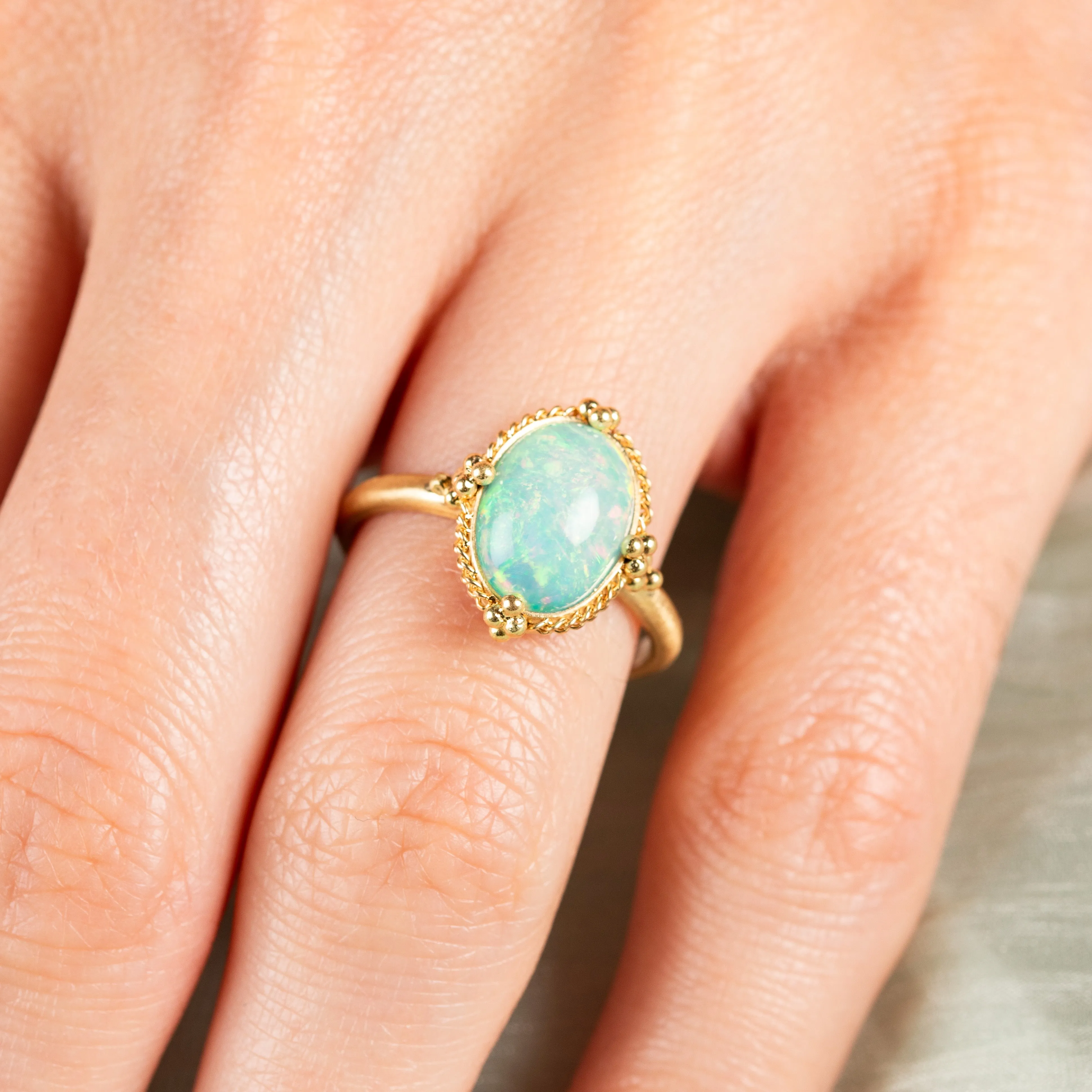 Petite Oval Ethiopian Opal Ring