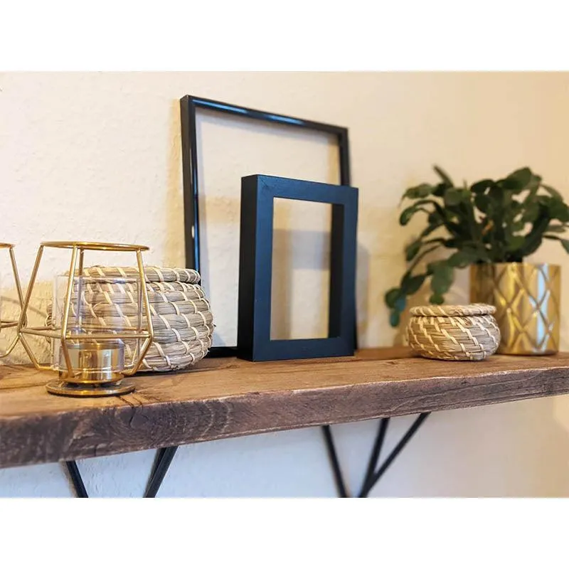 PIDGE: Geometric Black Bracket Reclaimed Wood Shelf