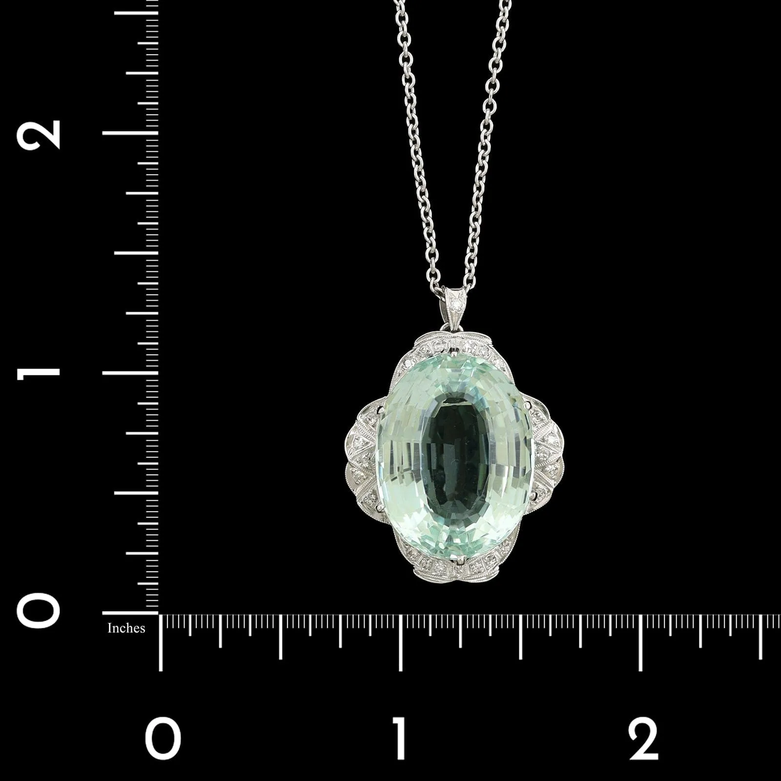 Platinum Estate Aquamarine and Diamond Pendant Necklace&nbsp;