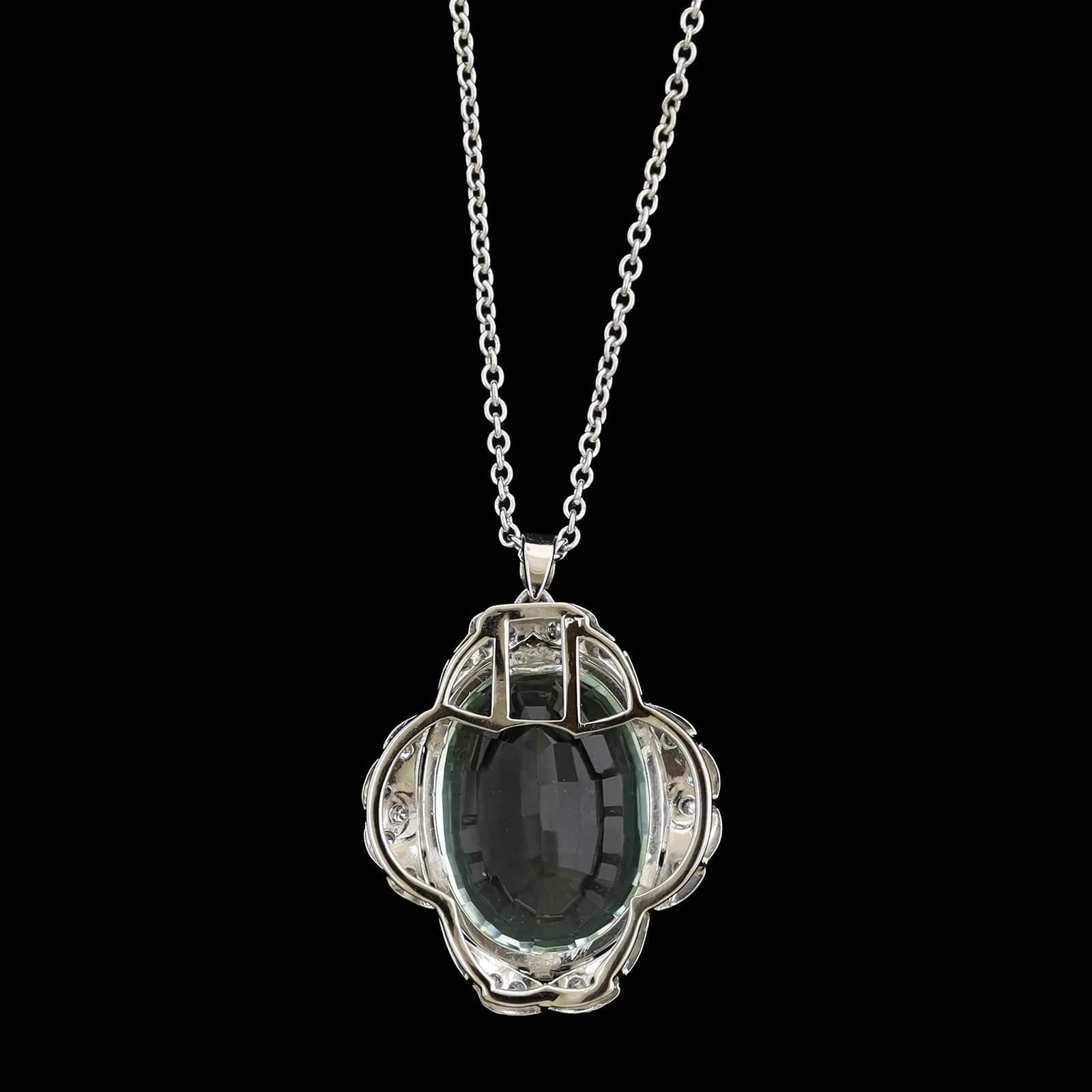 Platinum Estate Aquamarine and Diamond Pendant Necklace&nbsp;