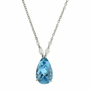 Platinum Pear Shape Aquamarine Pendant