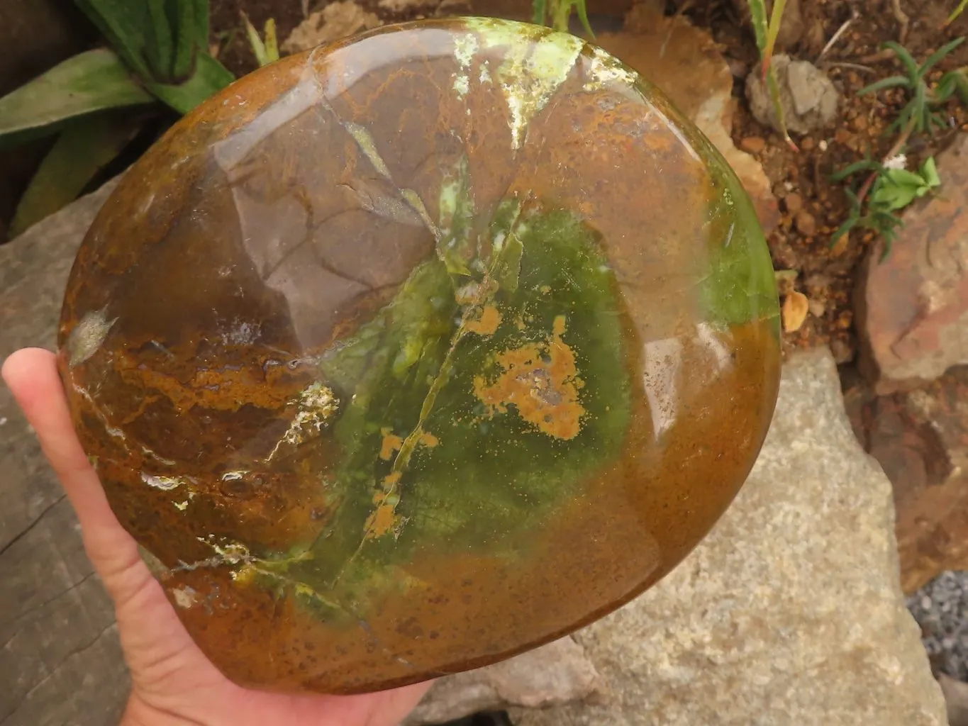 Polished Extra Large Green Opal Standing Free Form  x 1 From Madagascar