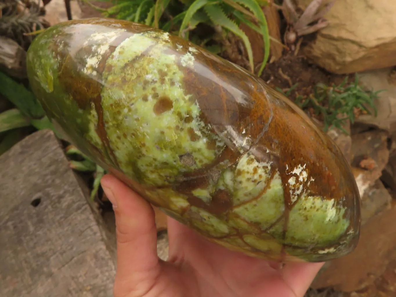 Polished Extra Large Green Opal Standing Free Form  x 1 From Madagascar