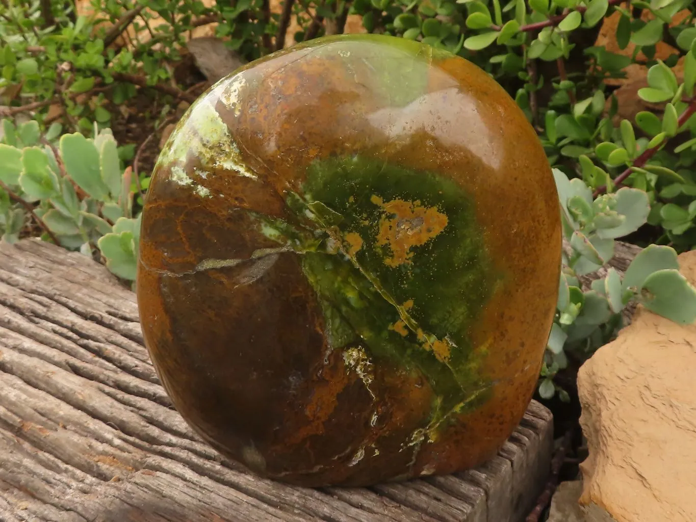 Polished Extra Large Green Opal Standing Free Form  x 1 From Madagascar