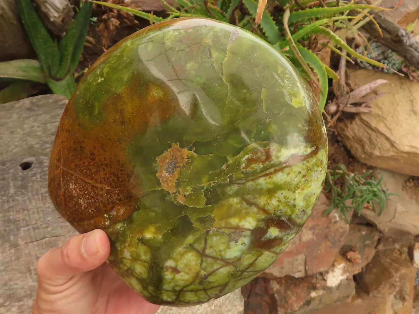 Polished Extra Large Green Opal Standing Free Form  x 1 From Madagascar