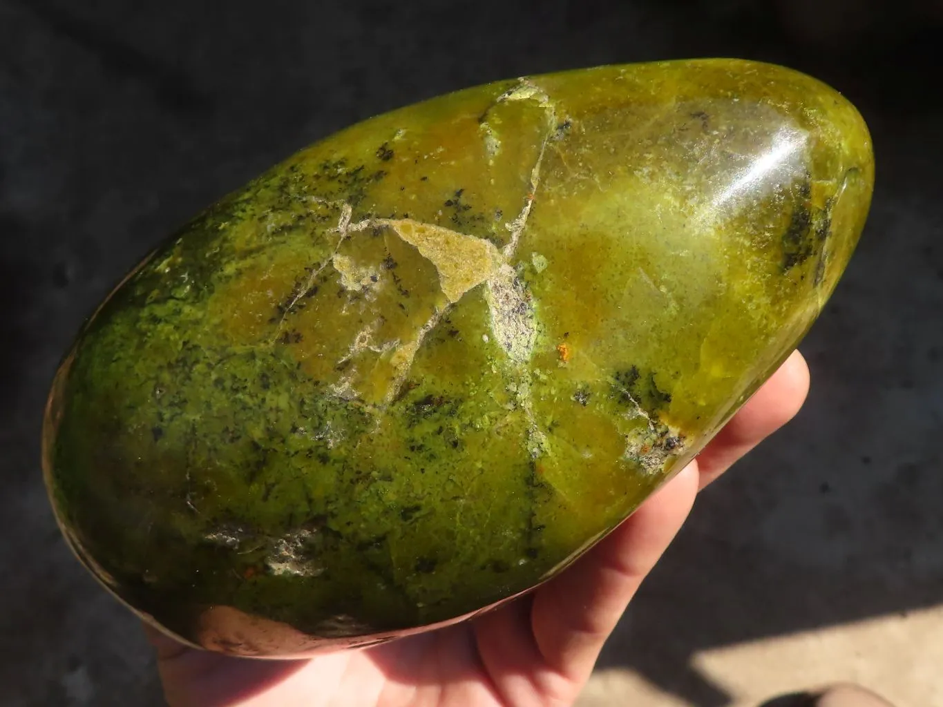 Polished  Green Opal Standing Free Form  x 1 From Antsirabe, Madagascar