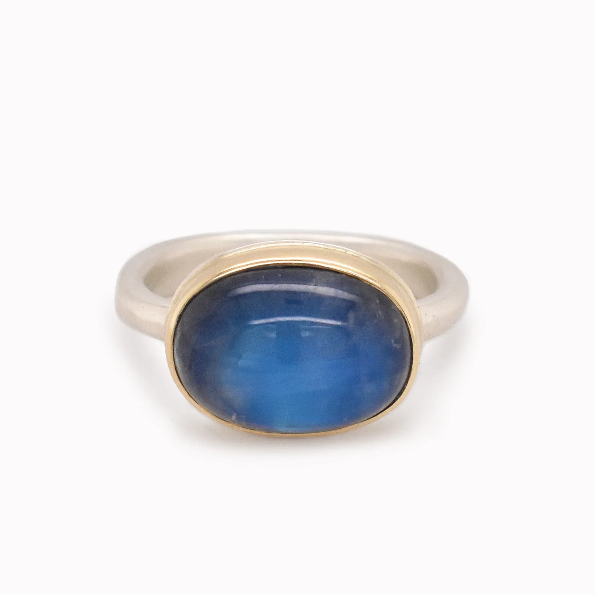 Rainbow Moonstone Bezel Statement Ring