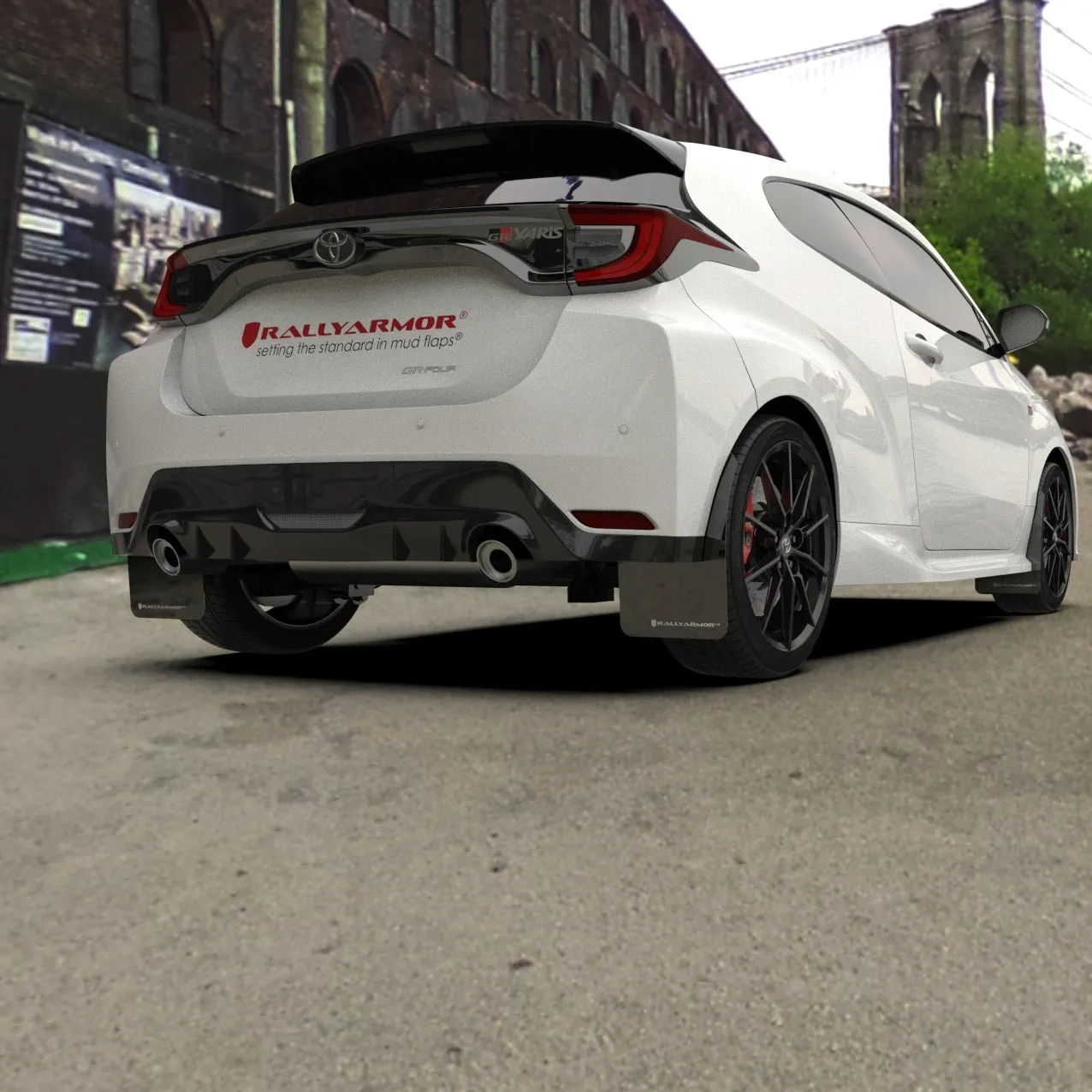 Rally Armor Red UR Mud Flaps w/White Logo | 2020-2022 Toyota GR Yaris