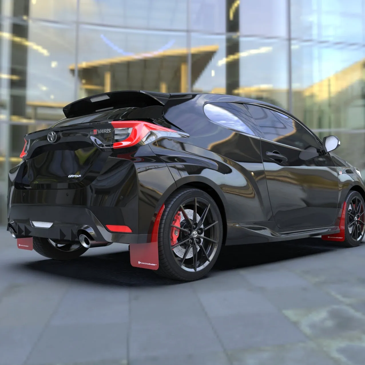 Rally Armor Red UR Mud Flaps w/White Logo | 2020-2022 Toyota GR Yaris