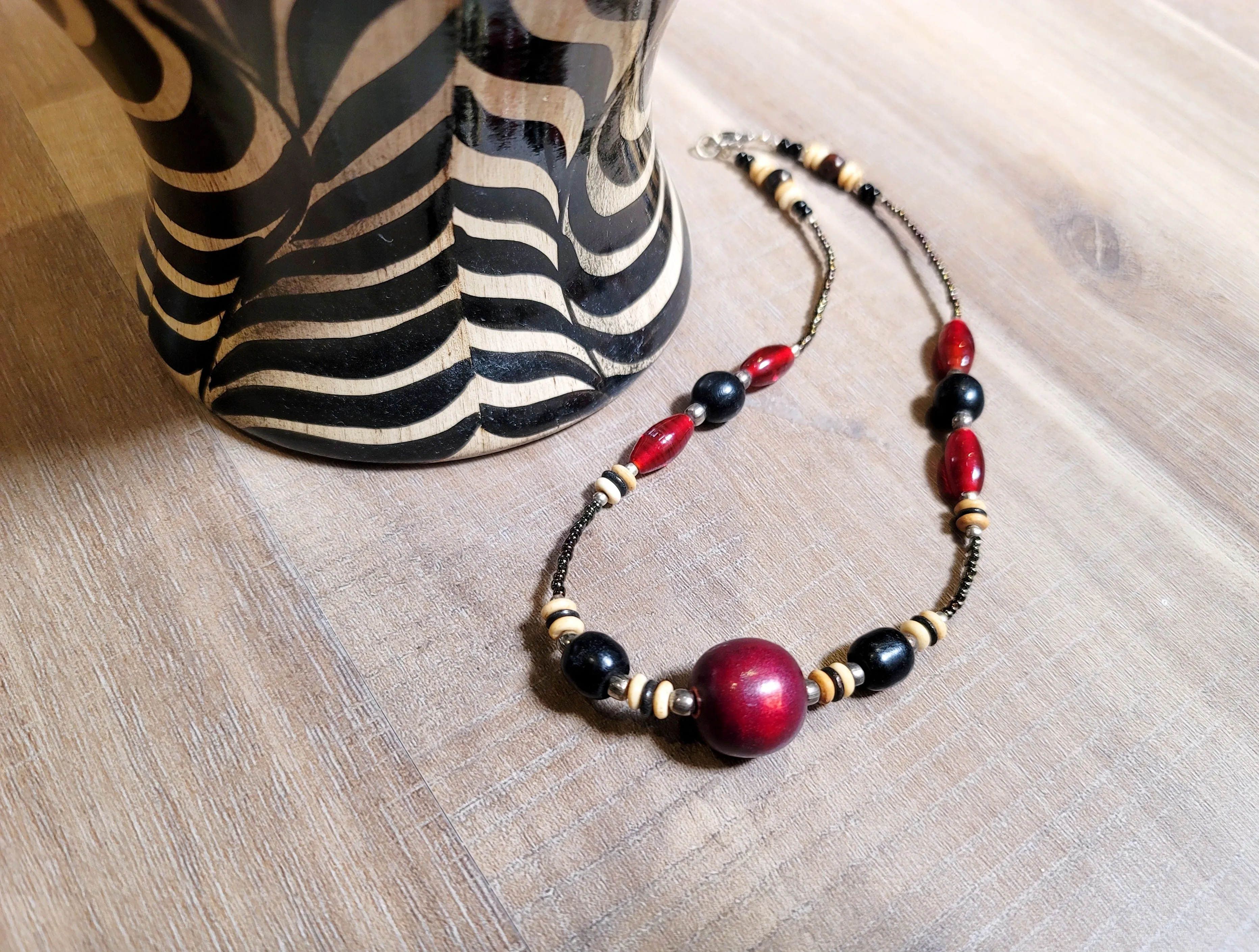 Red Amber, Bone & Horn Necklace