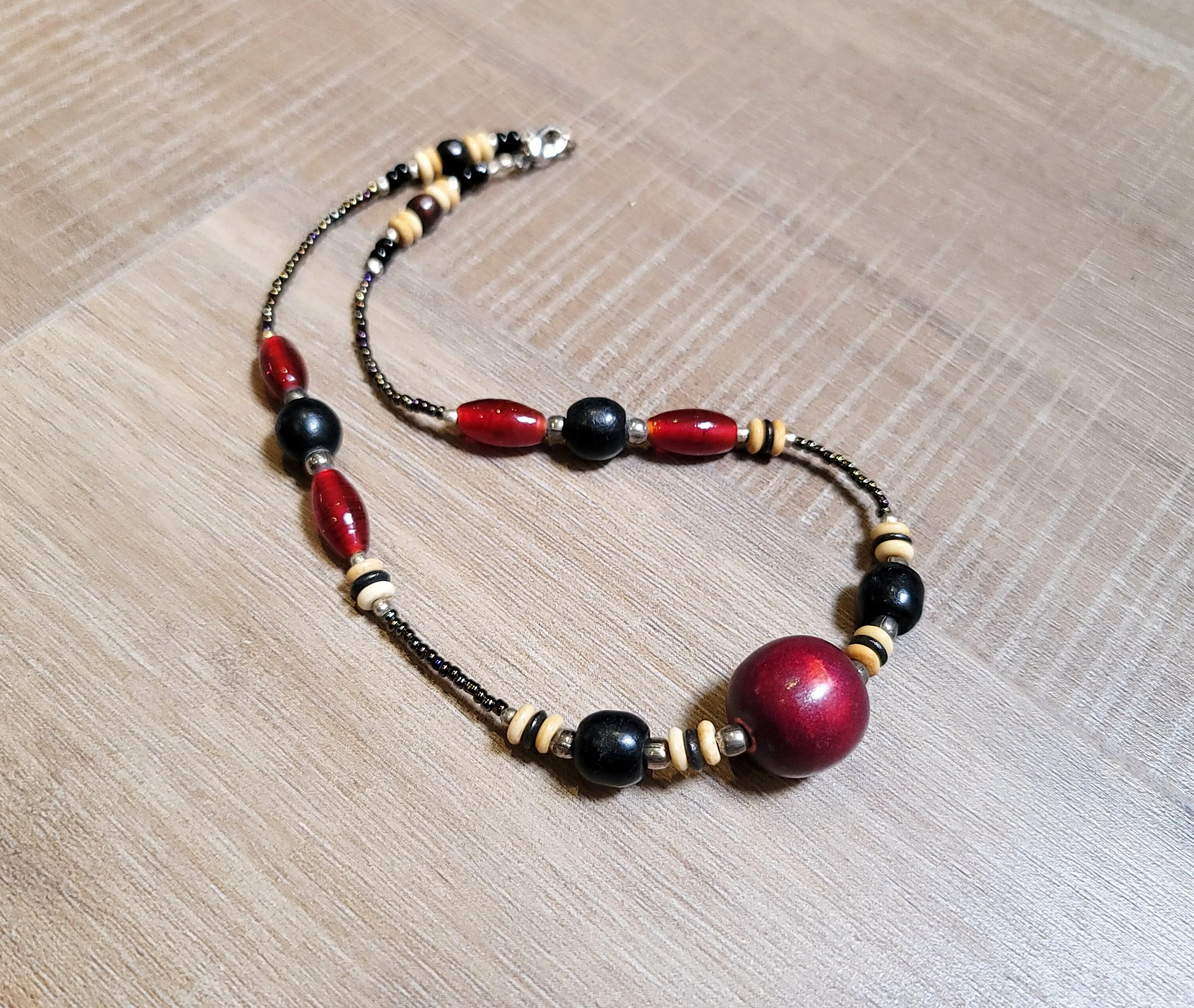 Red Amber, Bone & Horn Necklace