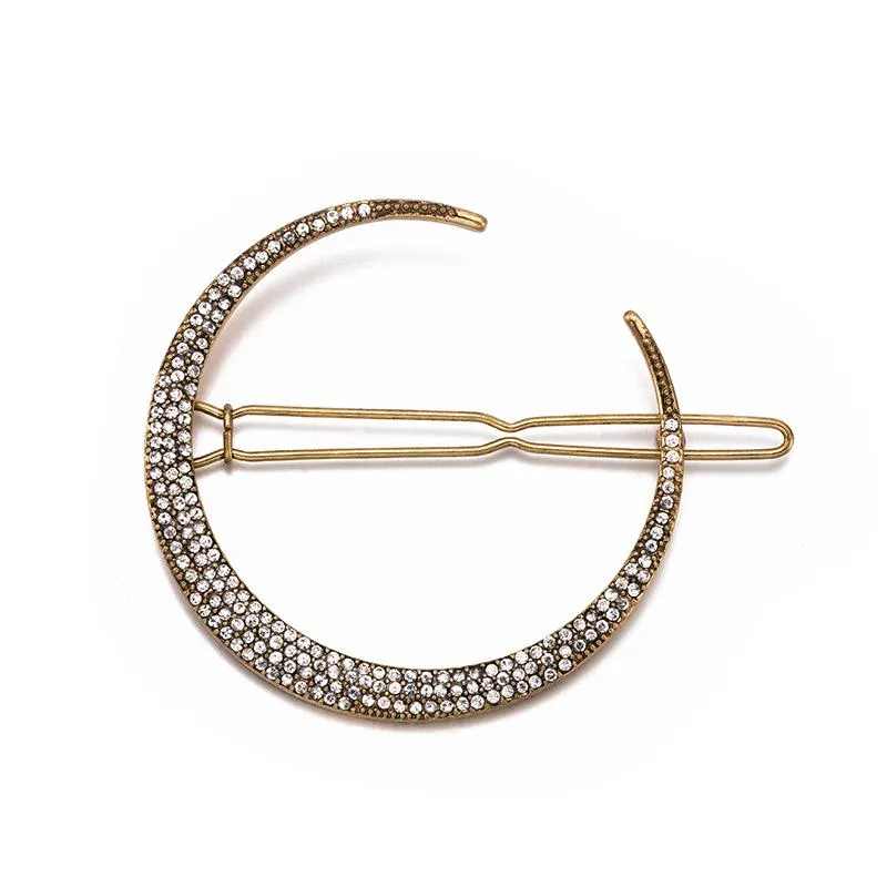 Retro geometric Artificial Diamond Headwear Moon Snow Stars Hairpin Clip Hair Accessory