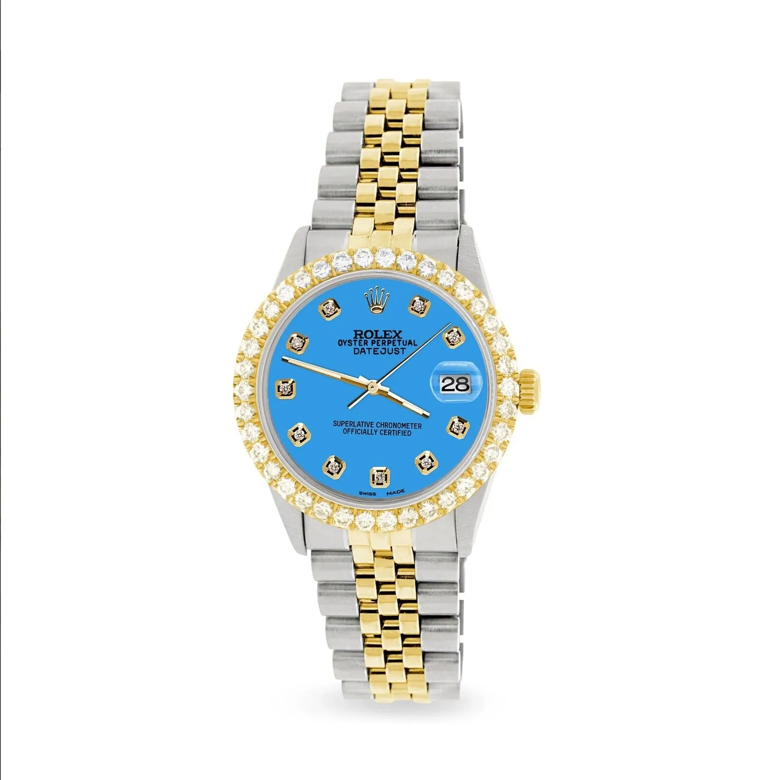 Rolex Datejust 36mm 2-Tone Watch Diamond Bezel/Blue Diamond Dial TFJ-142508526