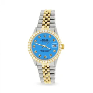 Rolex Datejust 36mm 2-Tone Watch Diamond Bezel/Blue Diamond Dial TFJ-142508526