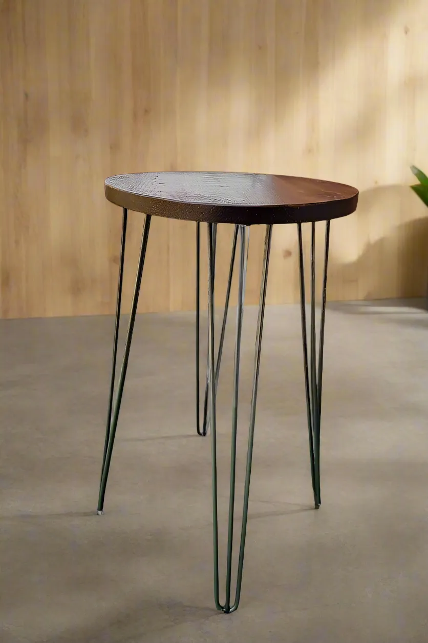 Rustic Industrial Bar Table, Round Table, Side Table, Made with Solid Wood - Available in many Colours!