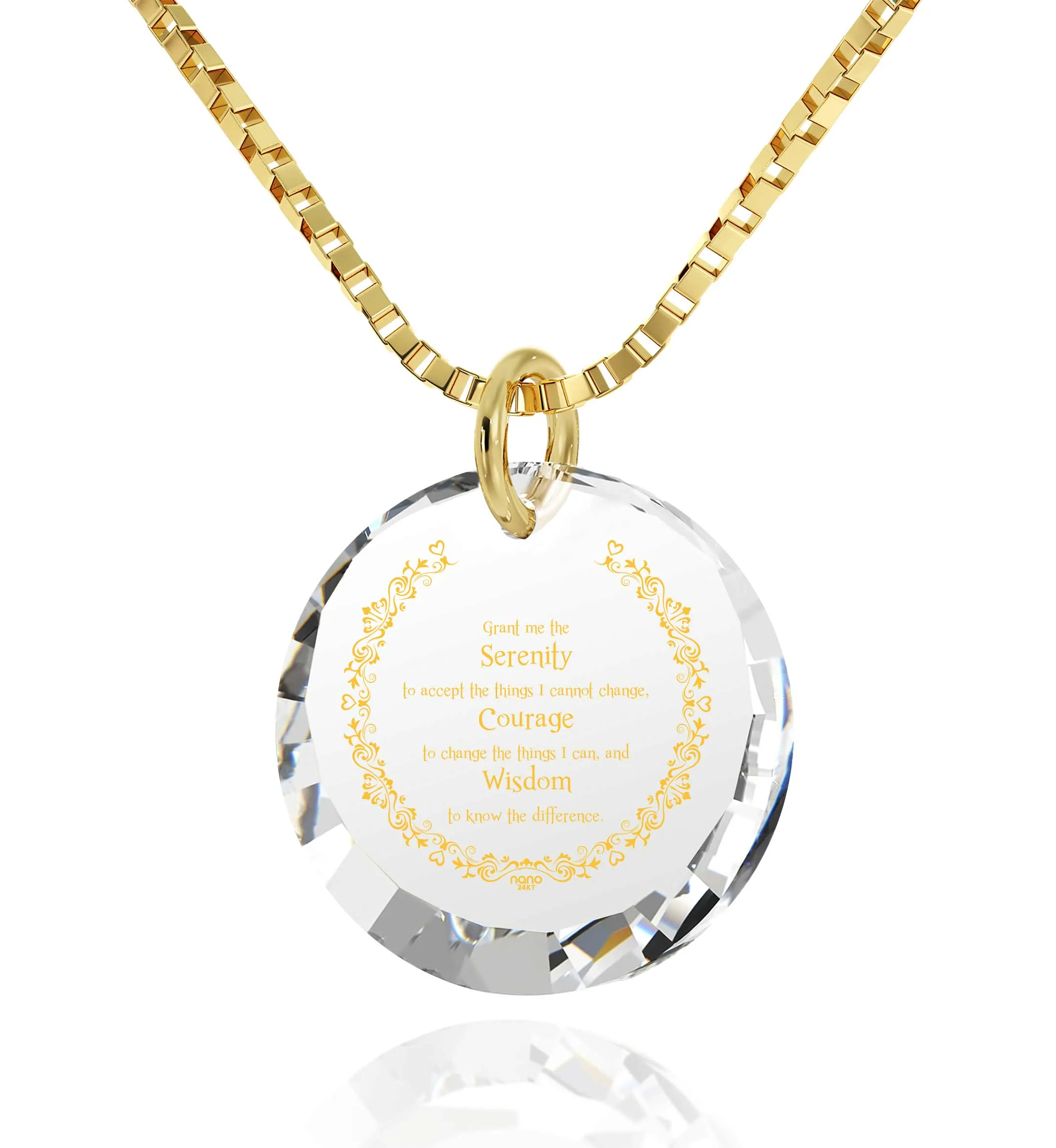 Serenity Prayer Necklace Inspirational Cubic Zirconia Pendant