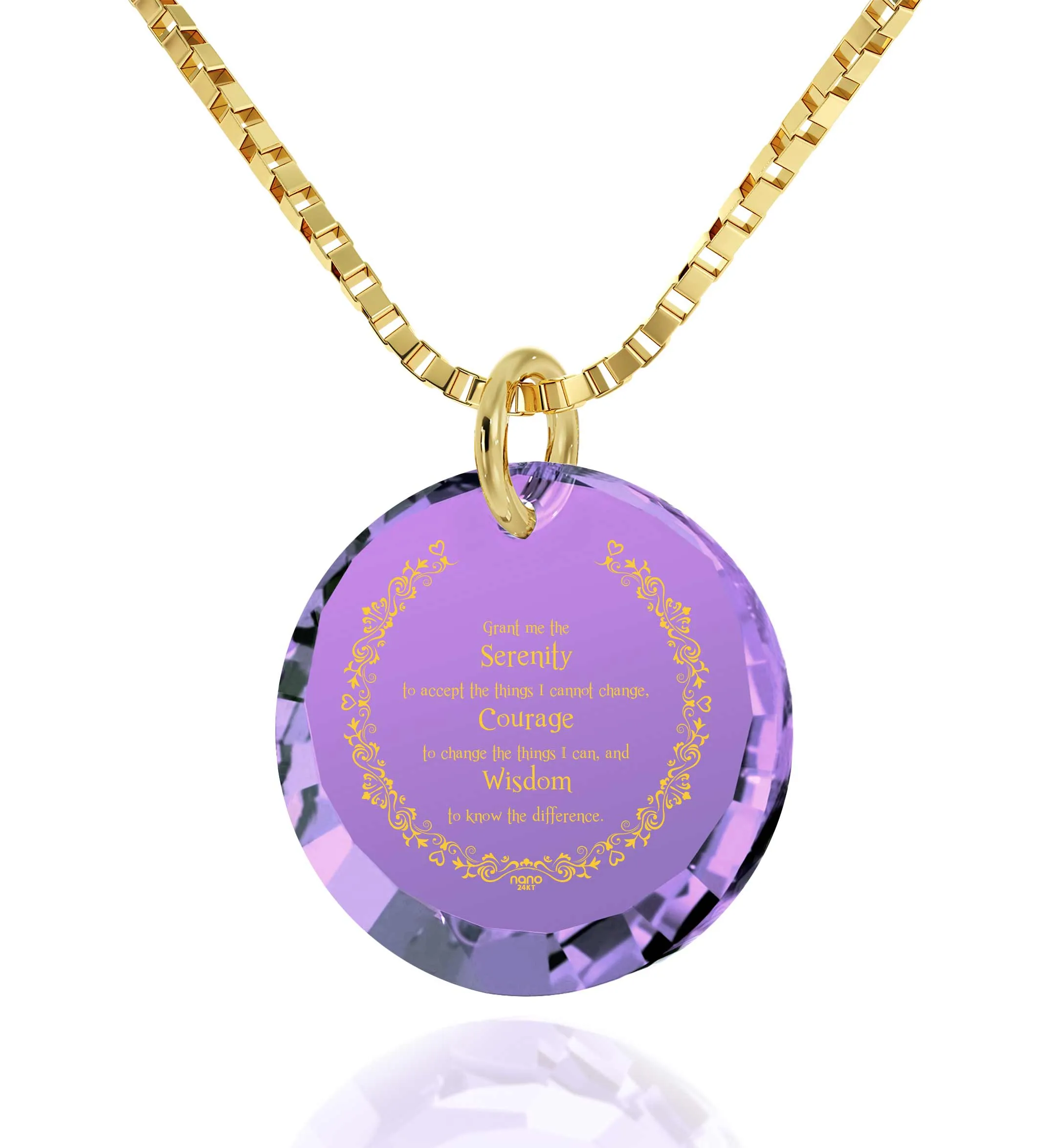 Serenity Prayer Necklace Inspirational Cubic Zirconia Pendant