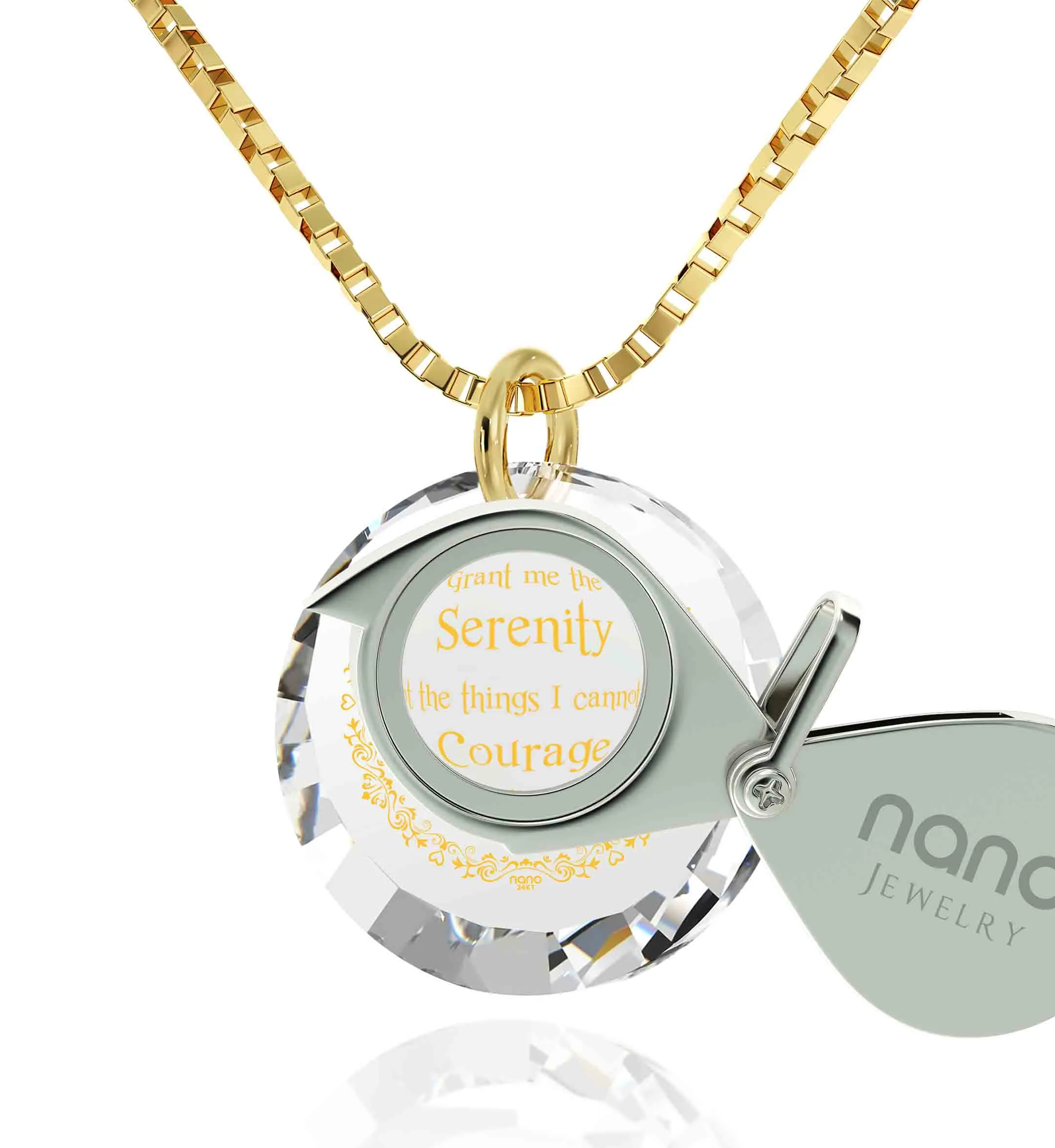 Serenity Prayer Necklace Inspirational Cubic Zirconia Pendant