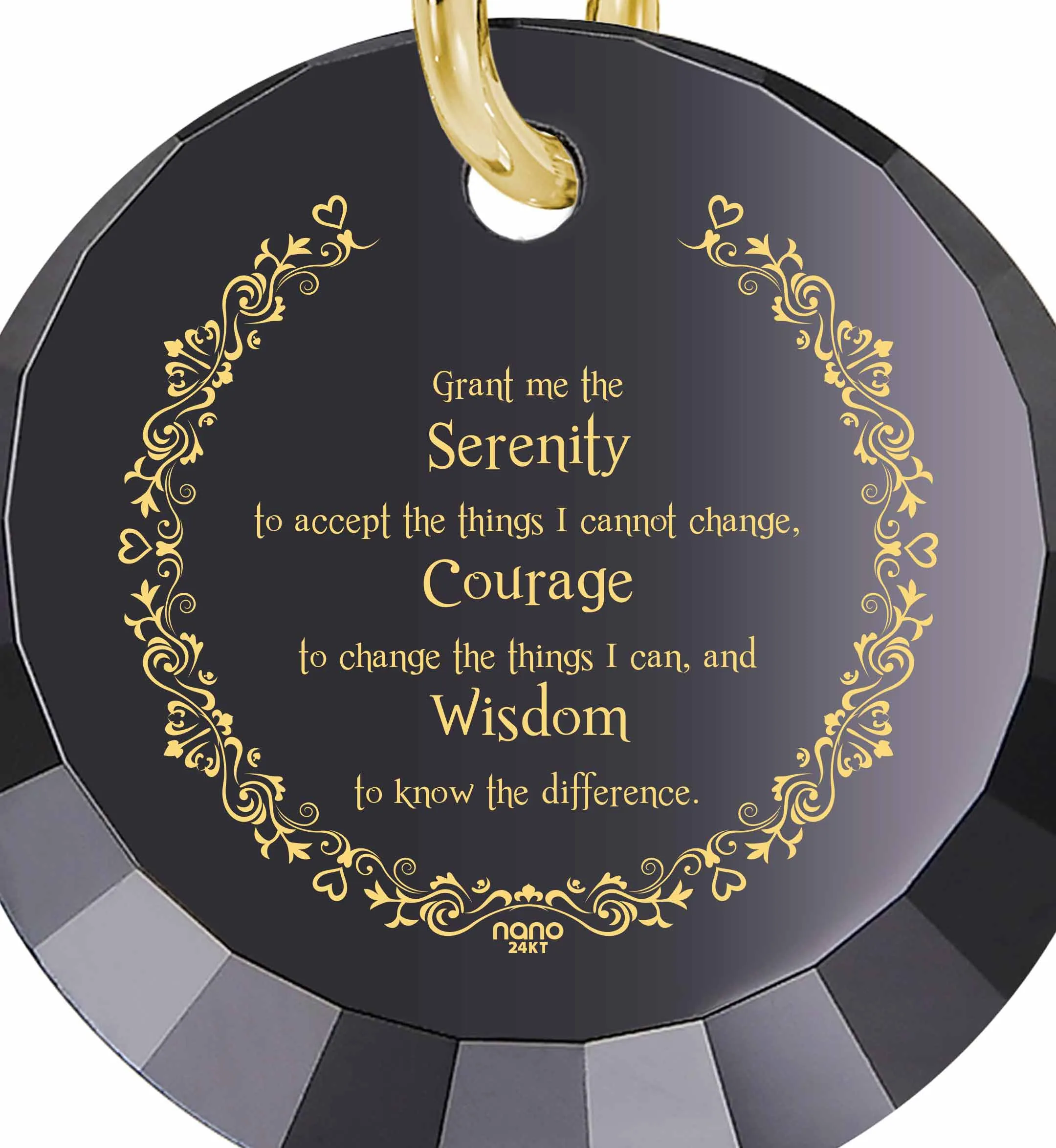 Serenity Prayer Necklace Inspirational Cubic Zirconia Pendant