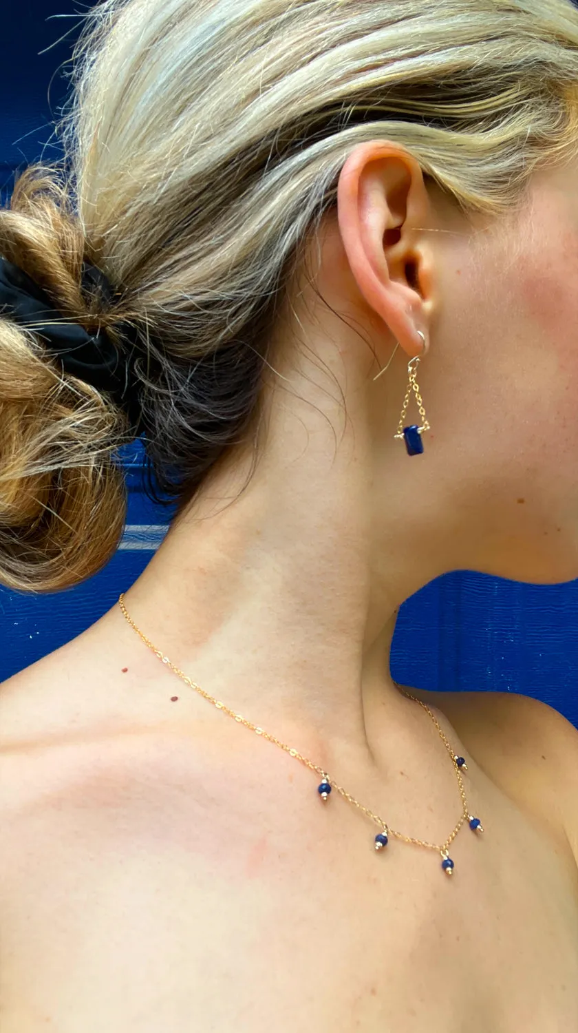 silk road - sapphire baguette trapeze earrings