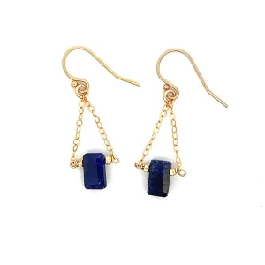 silk road - sapphire baguette trapeze earrings