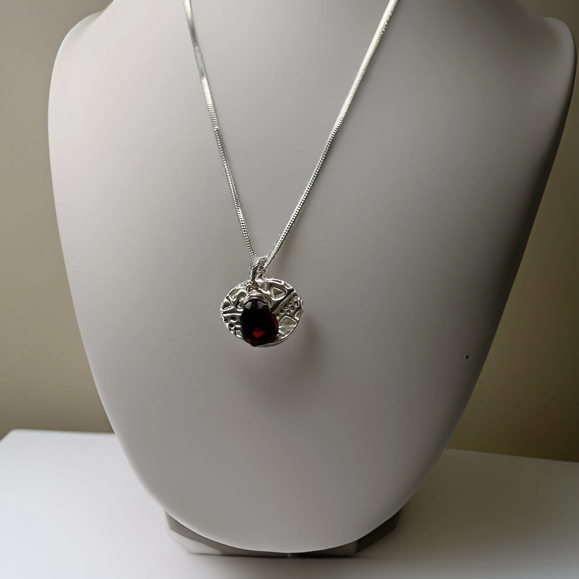 Silver Birthstone Necklace Peridot