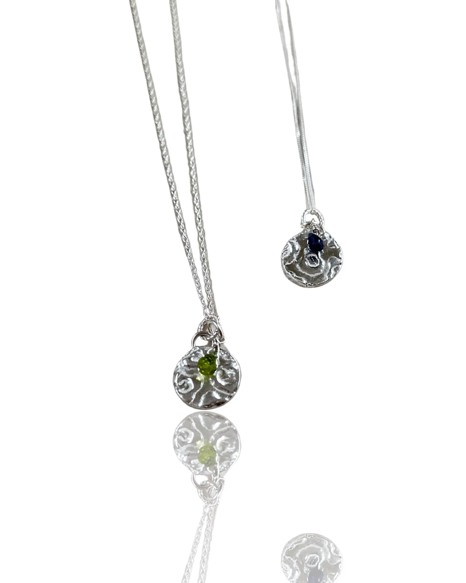 Silver Birthstone Necklace Peridot