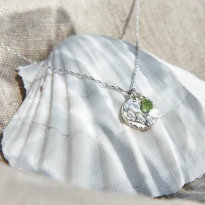 Silver Birthstone Necklace Peridot