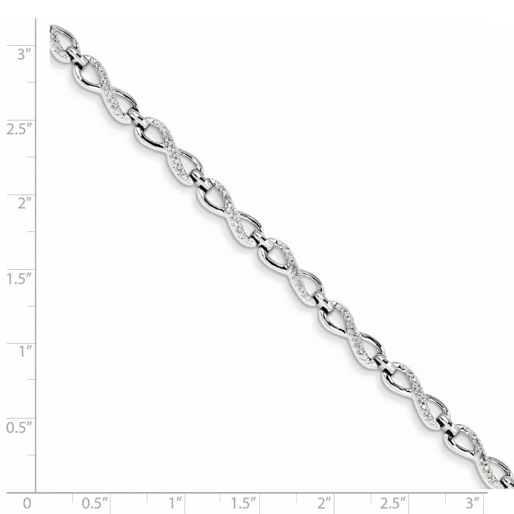 Silver Polished Finish Diamond Bracelet