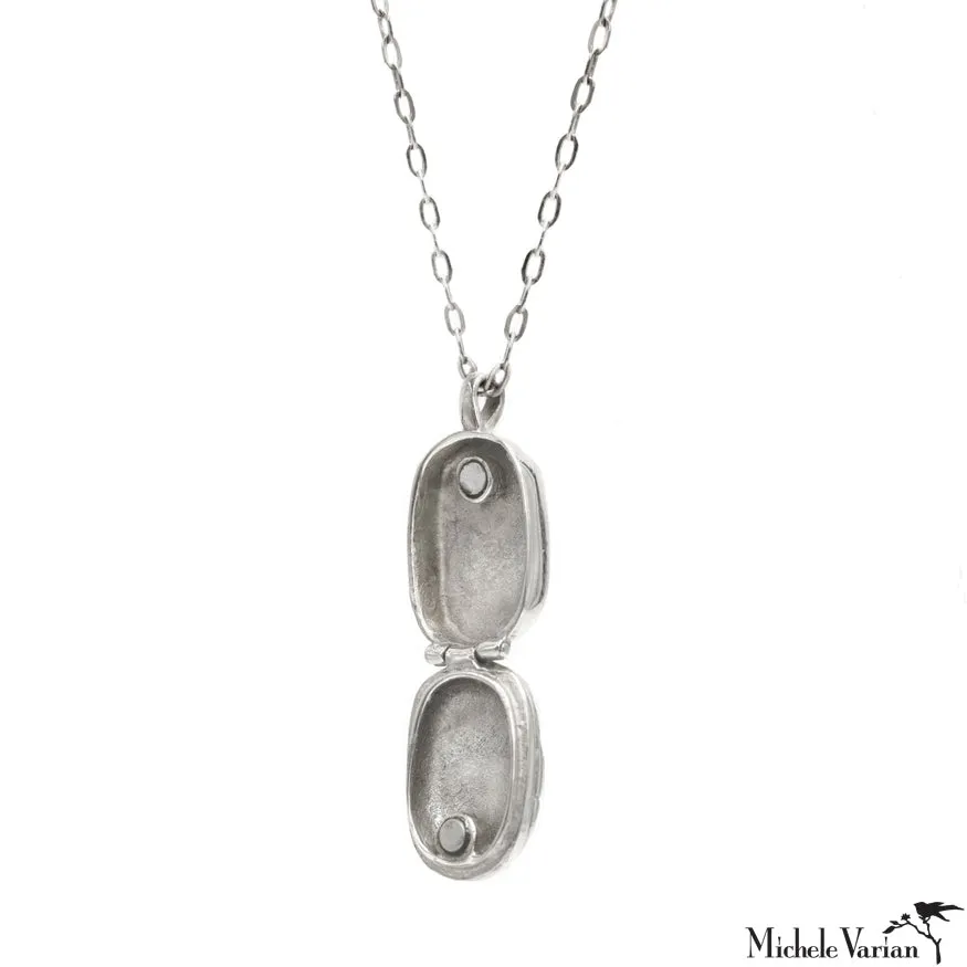 Silver Scarab Locket Necklace