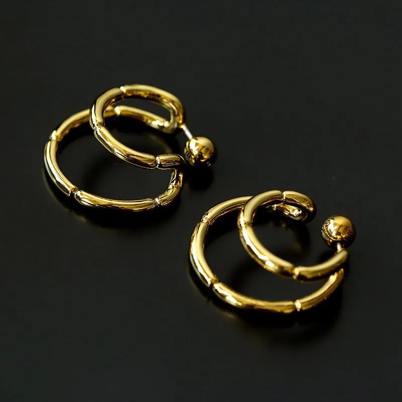 Simple Double-layer Bamboo C Shape Earrings