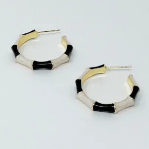 Small Color Block Baboo Hoop Earrings