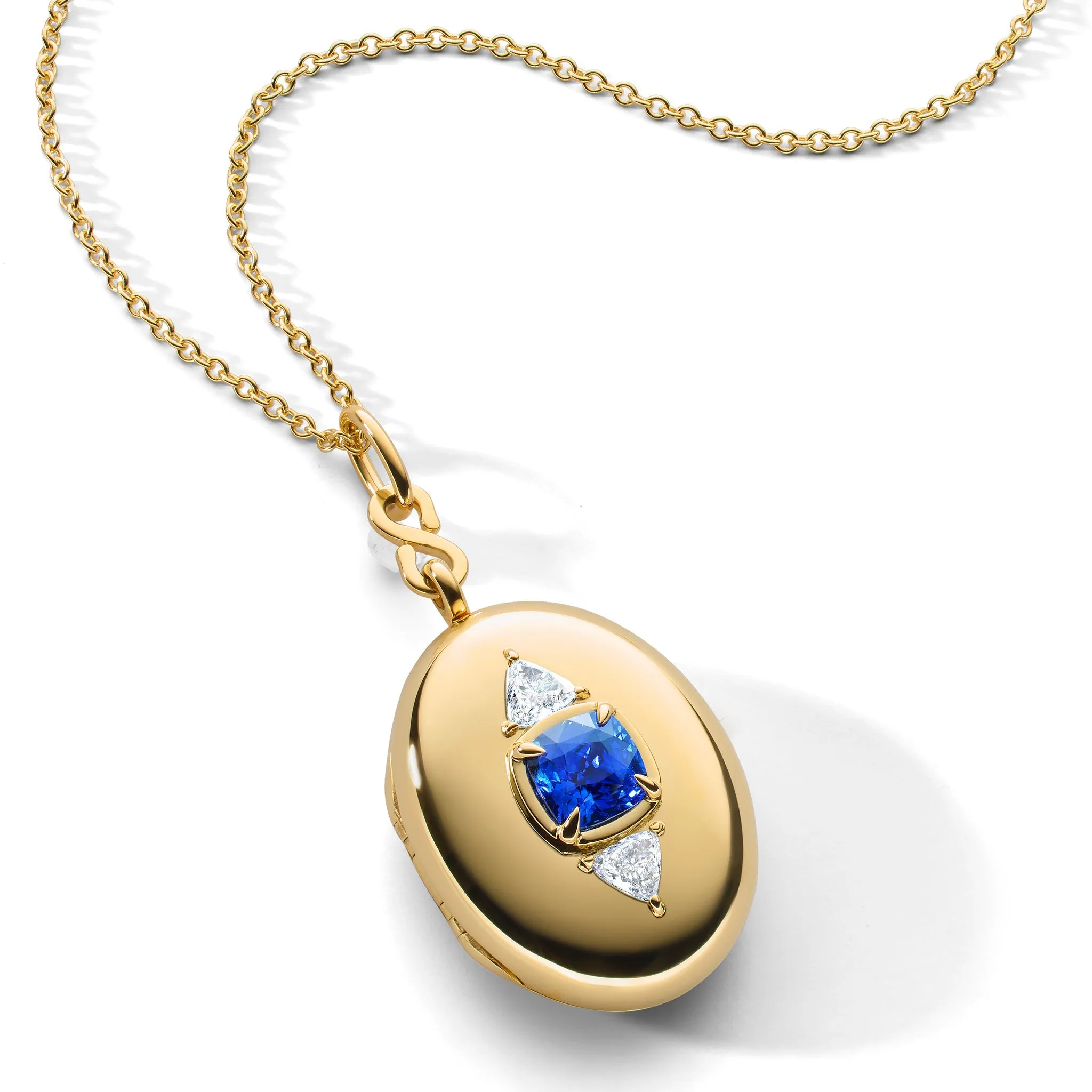 Special Edition Blue Sapphire and Trillion Cut Diamond Locket